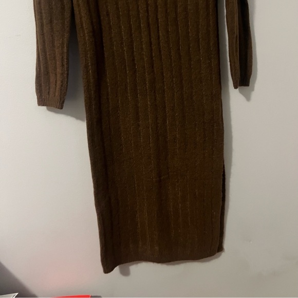 Asos Designs Brown Sweater Dress Turtle Neck Long Sleeve Knit Slit PT US 4 EU 36 - Picture 7 of 9